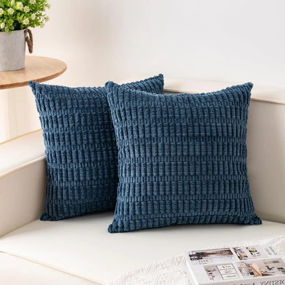Pack of 2 Corduroy Decorative Throw Pillow Covers 18X18 Inchsoft Boho Striped Pillow Covers Modern Farmhouse Home Decor for Sofa Living Room Couch Bed(Sage Green)