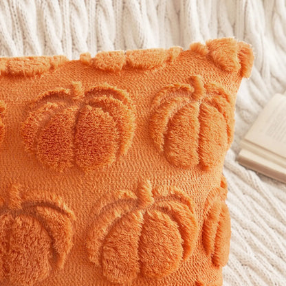 Set of 2 Fall Throw Pillow Covers 18X18 Pumpkin Design – Cozy Autumn Decor for Sofa, Couch & Porch