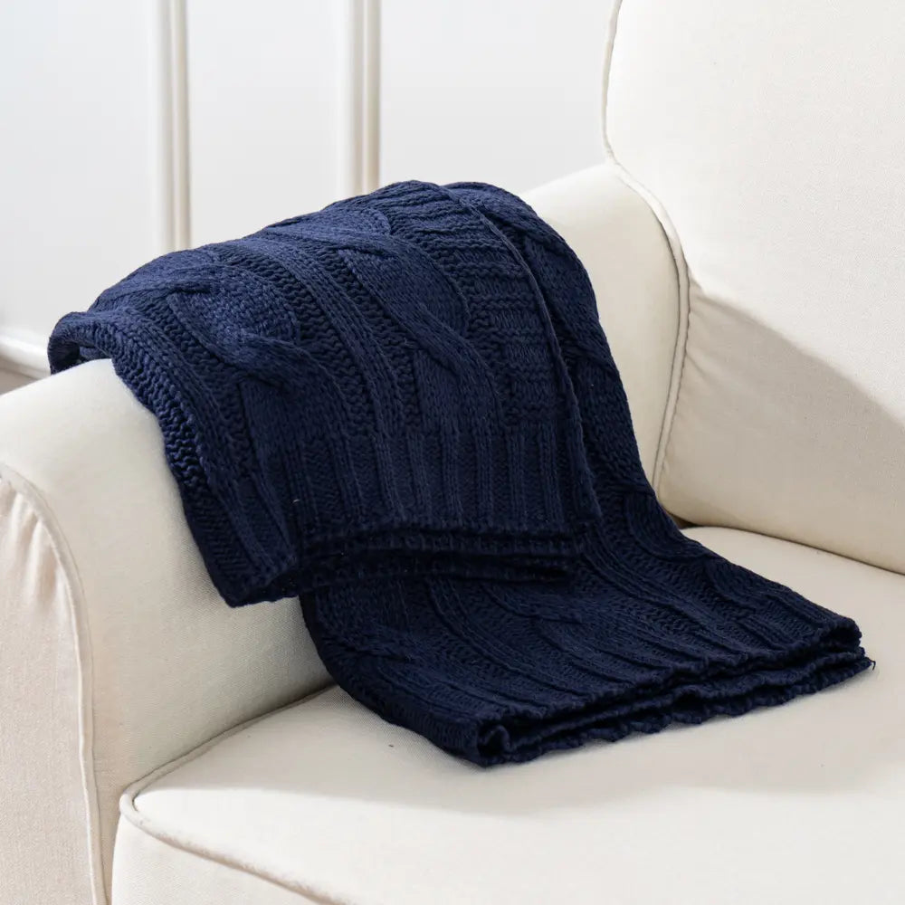 Battilo Nordic Knitted Throw Blanket - Ultra-Soft Twisted Acrylic, Lightweight & Breathable, 50"x60", Machine Washable, Ideal for Bed & Living Room, Perfect Mother's Day Gift