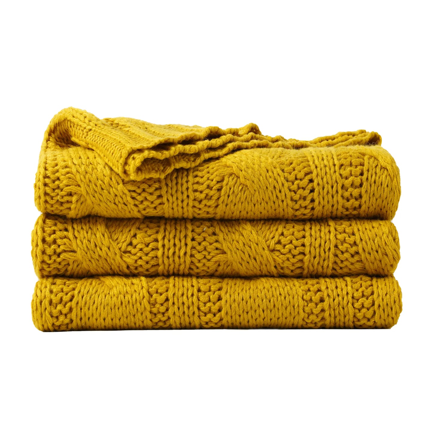Battilo Nordic Knitted Throw Blanket - Ultra-Soft Twisted Acrylic, Lightweight & Breathable, 50"x60", Machine Washable, Ideal for Bed & Living Room, Perfect Mother's Day Gift