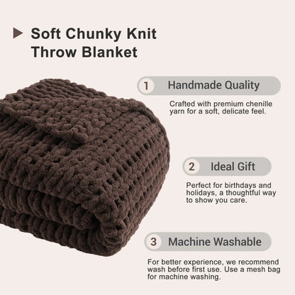 Battilo I Handmade Cable Knit Crochet Blanket, Spring Cozy Rope Knot Chunky Throw Blankets for Couch Home Decor,50"X60"