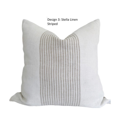 Thehomemind Neutral Linen Throw Pillow Covers, Earthy Modern Pillow Covers, Soft Decorative Linen Pillow Case, White and Beige Modern Pillow, Boho Throw Pillow