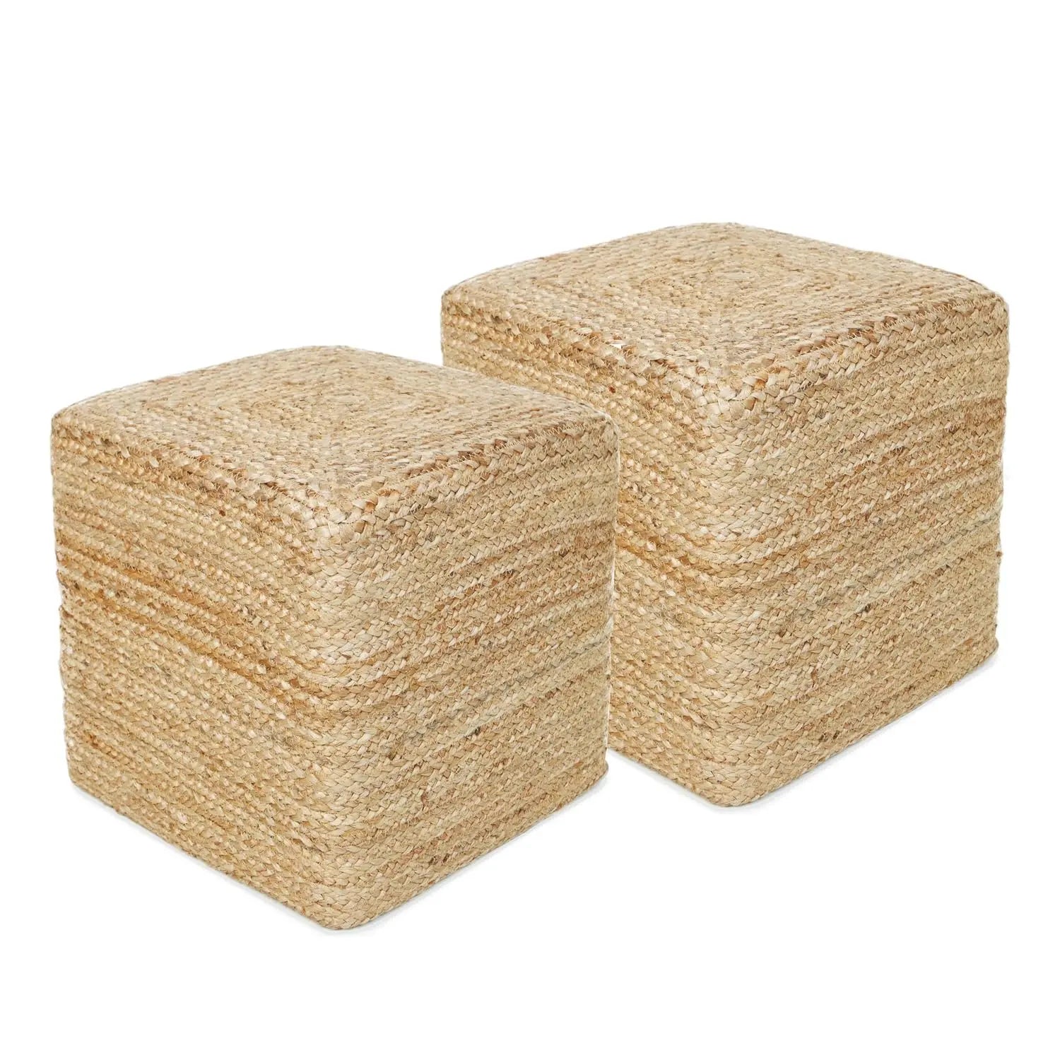 Jute Braided Pouf Ottoman