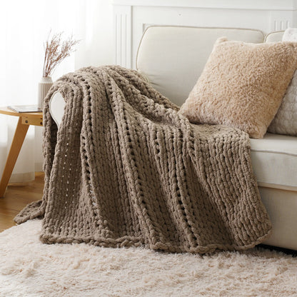 Battilo I Handmade Cable Knit Crochet Blanket, Spring Cozy Rope Knot Chunky Throw Blankets for Couch Home Decor,50"X60"