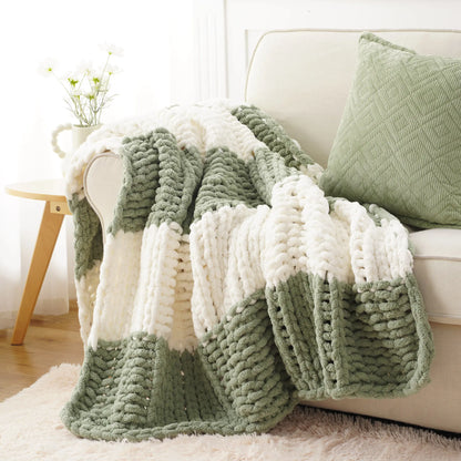 Battilo I Handmade Cable Knit Crochet Blanket, Spring Cozy Rope Knot Chunky Throw Blankets for Couch Home Decor,50"X60"