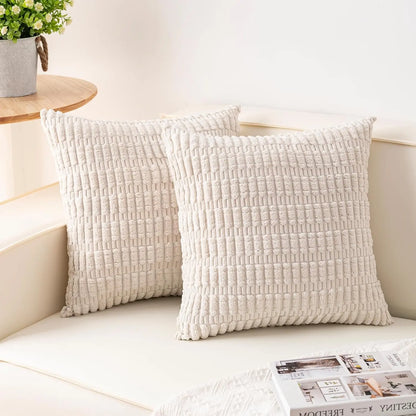Pack of 2 Corduroy Decorative Throw Pillow Covers 18X18 Inchsoft Boho Striped Pillow Covers Modern Farmhouse Home Decor for Sofa Living Room Couch Bed(Sage Green)