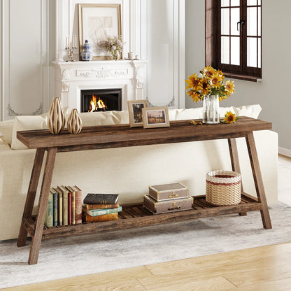 Tribesigns Farmhouse Console Table, 70.9" Entryway Table 2-Tier Sofa Table - Rustic Farmhouse Style