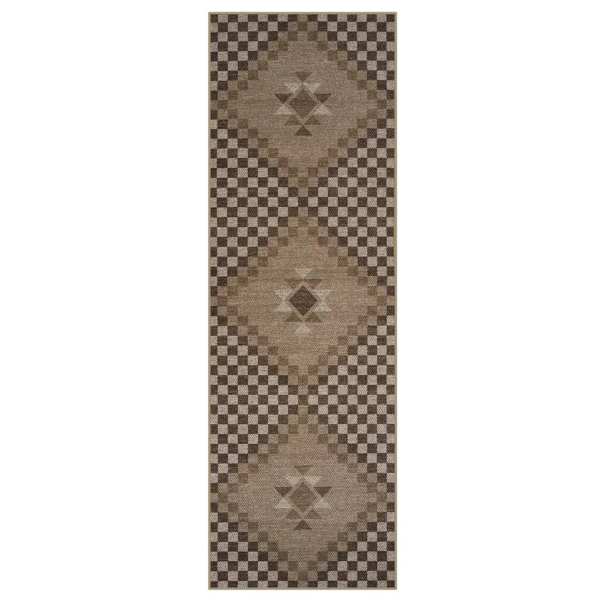 Lahome Checkered Easy Jute Runner Rug, Hallway Kitchen Runner Rug Non Slip Washable Outdoor Carpet for Entryway Indoor, Checkerboard Indoor Outdoor Carpet for Hallway Entry