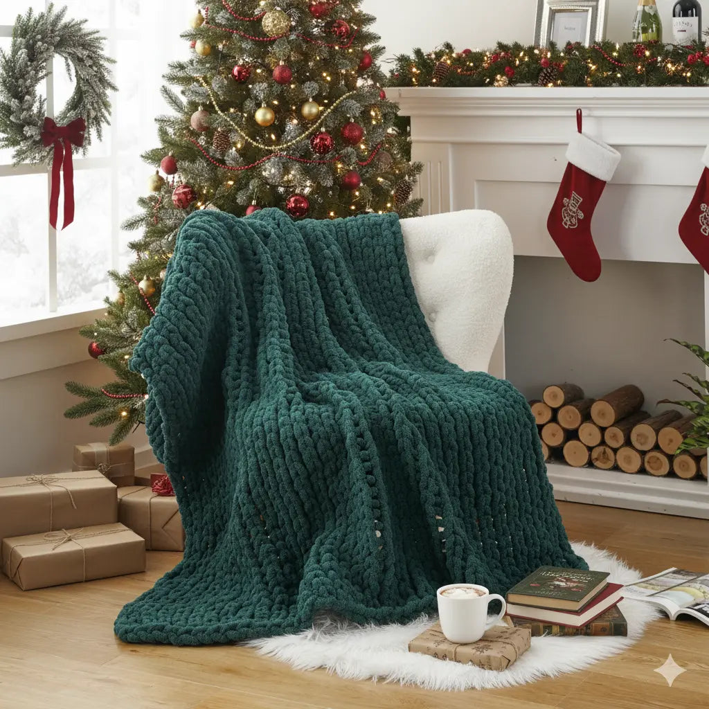 Battilo I Handmade Cable Knit Crochet Blanket, Spring Cozy Rope Knot Chunky Throw Blankets for Couch Home Decor,50"X60"