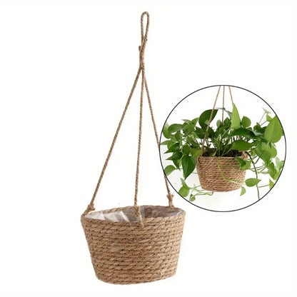 Garden Hanging Planter Macrame Plant Storage Basket Jute Rope Woven Indoor Outdoor Flower Pot Holder Plant Hangers Home Decor Garden Accessories #GLOBAL PICKS