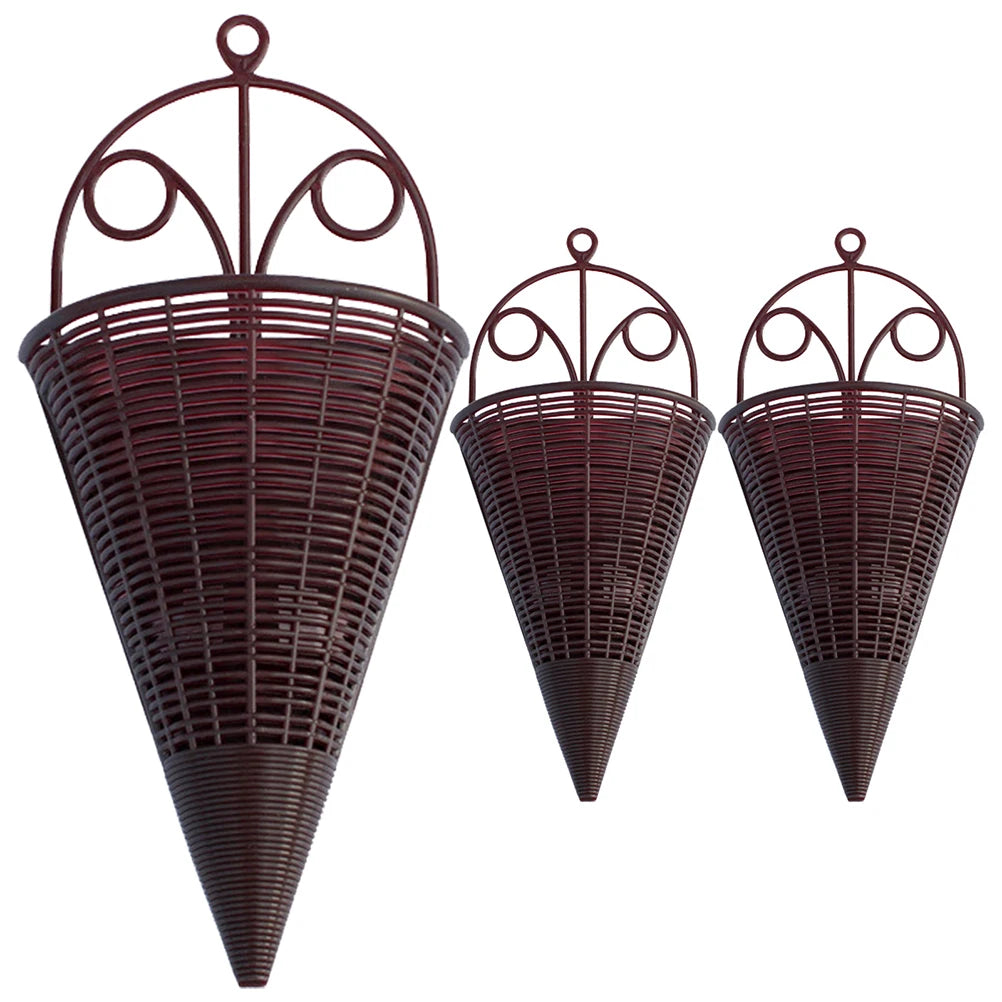 3Pcs Orchid Basket Orchid Hanging Flower Basket Orchid Wall Planter Orchid Hanging Planter Woven Pot Wall-Mounted Baskets Decor