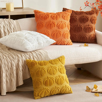 Set of 2 Fall Throw Pillow Covers 18X18 Pumpkin Design – Cozy Autumn Decor for Sofa, Couch & Porch