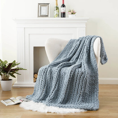 Battilo I Handmade Cable Knit Crochet Blanket, Spring Cozy Rope Knot Chunky Throw Blankets for Couch Home Decor,50"X60"