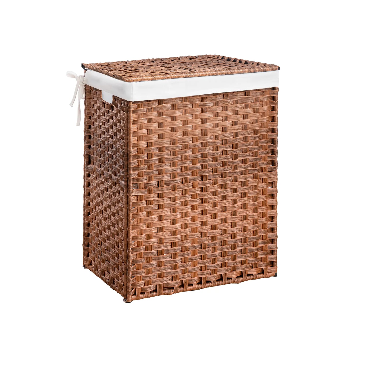 Laundry Hamper with Lid PE Rattan Powder Coating Frame Clothes Hampers with 01 Removable Bags, 100L, Bulldog Hitch Basket Storage Organize Furniture
