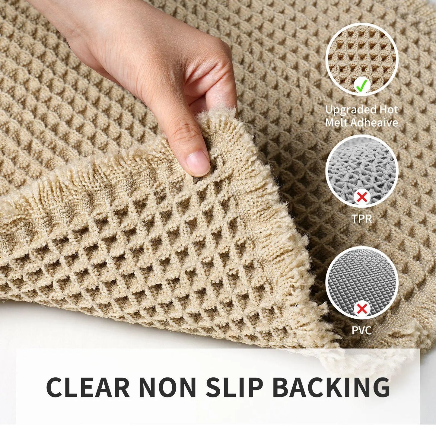 Grid Design Mat Set, 2 Counts/Set Non-Slip Rectangle Mat, Absorbent Rug for Home Hotel Bathroom Kitchen Decor, Bathroom Decorative Mat, Water Absorbent Rug