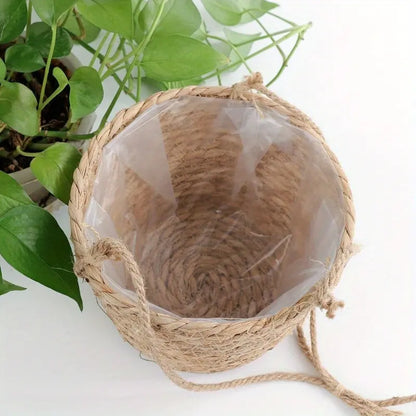 Garden Hanging Planter Macrame Plant Storage Basket Jute Rope Woven Indoor Outdoor Flower Pot Holder Plant Hangers Home Decor Garden Accessories #GLOBAL PICKS