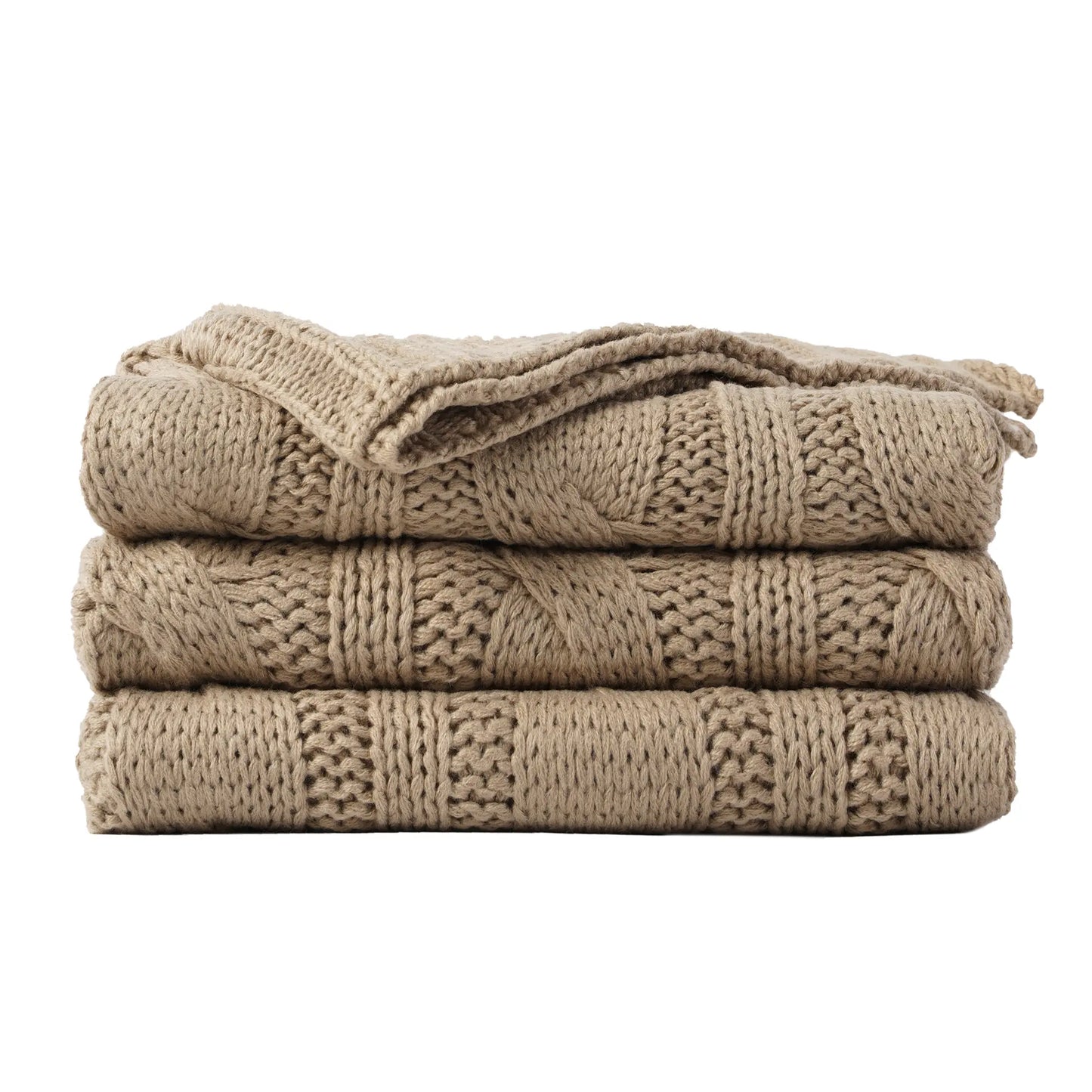 Battilo Nordic Knitted Throw Blanket - Ultra-Soft Twisted Acrylic, Lightweight & Breathable, 50"x60", Machine Washable, Ideal for Bed & Living Room, Perfect Mother's Day Gift
