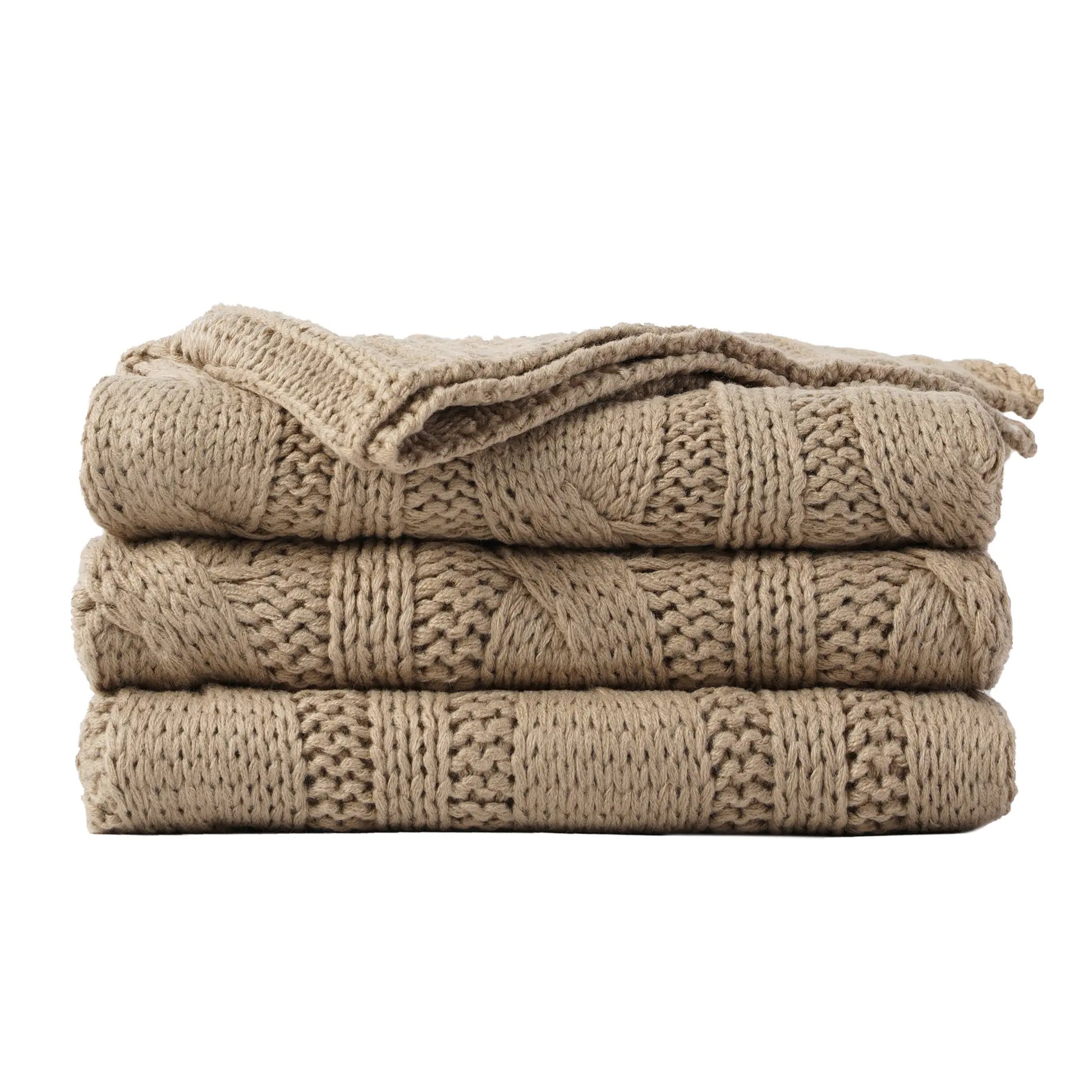 Battilo Nordic Knitted Throw Blanket - Ultra-Soft Twisted Acrylic, Lightweight & Breathable, 50"x60", Machine Washable, Ideal for Bed & Living Room, Perfect Mother's Day Gift