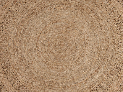 Noctra Farmhouse Striped Hand-Braided Jute Rug - Reversible Eco-Friendly Bohemian Style round Rug for Entryways Dining Rooms & Living Areas
