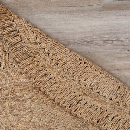 Noctra Farmhouse Striped Hand-Braided Jute Rug - Reversible Eco-Friendly Bohemian Style round Rug for Entryways Dining Rooms & Living Areas